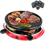 Raclette 4 Personen - Raclette Grill für 4 Personen mit 4 Raclette Pfannen Raclett Holzspatel...