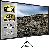 VEVOR 16:9 Beamer Leinwand 4K HD Stativleinwand Projektionsfläche 200x113cm Präsentationswand...