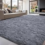 FVVRAX Flauschiger Hochflor Teppich 150x240 cm Grau | Extra weicher Shaggy Teppich rutschfest für...
