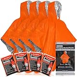 aZengear Notfall-Survival-Poncho (4 Stück) Thermo-Mylar-Folienbeschichtung Decke für Wärmehaltung...