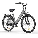 MileCity1 26' E-Bike für Erwachsene, 7 Gang Elektrofahrrad mit Austauschbarem 36V 13Ah Akku, 25...