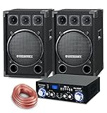 McGrey PA Komplettset DJ Anlage PowerDJ-2000 (System mit Partyboxen, Lautsprecher, 2 x 600 Watt,...