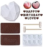 6 Stück Diamant Herz Liebe Form Kuchenform, Silikon Buchstaben und Zahlen Schokoladenformen mit...