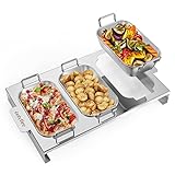 Onlyfire 3er Set Grillpfännchen für Gasgrill, Edelstahl BBQ Grillschalen mit Griff und Ständer,...