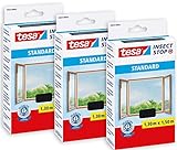 tesa Insect Stop STANDARD Fliegengitter für Fenster im 3er Pack - Insektenschutz zuschneidbar -...