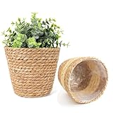 Angelkiss Pflanzenkörbe – 2er Set (18 cm) – Blumentopf Geflochten, Übertopf Mit Wasserdichtem...
