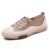 LSMODARISE Damen Oxfords Leder Schnürschuhe Weichem Rutschfester Business Casual Bequeme...