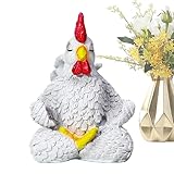 Hahn-Statue | Yoga-Huhn-Figur, moderne Kunst-Skulptur – Harz-Skulptur Tischaufsätze,...