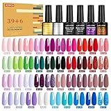 LEVIPE UV Nagellack Set, 45 Stück Gel Nagellack mit Unterlack,Glänzender & Matte Überlack,...