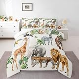 Erosebridal Zoo-Tier-Bettwäsche-Set, Doppelbettgröße, für Kinder, Jungen, Mädchen, Löwe,...