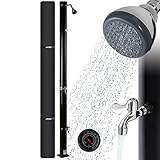 Arebos Solardusche 20 Liter | 228 cm | integrierter Thermometer & Fußdusche | Schwarz | bis 60°C |...