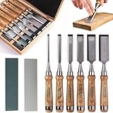 HAWERK Stemmeisen Stechbeitel Set für Holz | Meißel für Holzbearbeitung, 6 Beitel + 2...