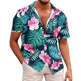 Yowablo Hawaii Hemd hawaiihemd Bedrucktes, modisches, lässiges, kurzärmliges Herrenhemd mit...