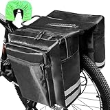 KLERICER Doppelte Fahrradgepäcktasche, 30L wasserdichte Fahrradkoffertasche mit Regenschutz,...