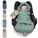 ULLENBOOM Einschlagdecke Babyschale, 100% OEKO-TEX Materialien, Salbeigrün (Made in EU) - Babydecke...