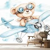 Generisch Tapete Teddybären Motiv, Flugzeug Cool Bär Fototapete, Wohnzimmer, Schlafzimmer,...
