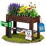 SCHWANFELD® 80x34x70cm Hochbeet Holz [Schutz vor Schädlingen] - inkl. praktischem Vlies -...