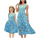 duxyoz Mommy and Me Kleider Mutter und Tochter Kleid Sommer ärmellos Boho Maxi Sommerkleid Familie...