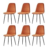 AINPECCA Set mit 6 Esszimmerstühlen, Samt, Stoff, gepolsterter Sitz mit Metallbeinen, Dressing...