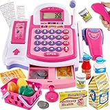 BUYGER Kinder Kasse Spielzeug Registrierkasse mit Bondrucker Scanner Mikrofon, Kaufläden Zubehör...