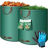 KESSER® Gartensack 2X 500L Set Laubsack Gartenabfallsack inkl. Handschuhe - Selbststehend 4 Griffe...