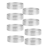 fumooa 8 Pack Torten Ringe Aus Rostfreiem Stahl, HitzebestäNdiger Perforierter Kuchen Mousse Ring,...