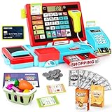 Elektronische Spielzeug-Kasse Mit Rechnerfunktion, Spielgeld, Mikrofon, Scanner und Waage mit Musik...