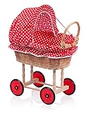AZZAP Weidenwagen Weidenkorb Korb Weide Puppenwagen Holz