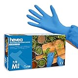 Hevea - Einweghandschuhe aus Nitril. Puder- und latefrei. 1 Karton mit 100 Handschuhen. Größe: M...