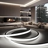 BRIMETI LED Streifen Aussenbereich 230V Neon LED Strip 5M Wasserdicht Lichtband IP65 Weiß Silikon...