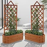 Melko Rankgitter 2er Set aus Fichtenholz – Pflanzkübel mit Spalier, 86x38x150 cm, Hellbraun,...