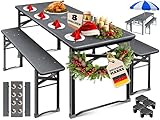 KESSER® Bierzeltgarnitur 3 teilig Gartenmöbel-Set | Klappbar 170 x 46 x 75cm | 2X Bierbänke 1x...