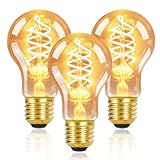 Kowanie E27 LED Vintage Lampe - 4W A60 Warmweiß Edison Glühbirne LED Filament Retro Birne 2200K...