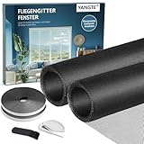 YANGTE Fliegengitter Fenster 130x150 cm, Fliegengitter für Fenster Schwarz 2er-Pack, Insektenschutz...