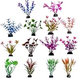 HSIXHAF 15 pcs Aquarium-Pflanzen, Dekoration, Kunststoff-Pflanzen, Aquarium, Zierpflanzen für...