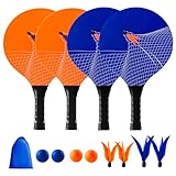 U&C Planet Beachball Set Paddle Ball Spiel Strandschlägerset aus Holz Schläger Spiel für...
