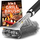 Grillbürste, TNTOR Grill Reinigungsbürste mit Extra Langer Edelstahl Borsten, Edelstahl Spatel und...
