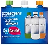 SodaStream Aktions-Set Pet-Flaschen 2+1, 3x 1L aus bruchfestem kristallklarem PET in den Farben...