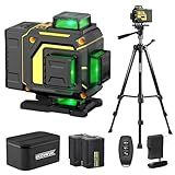 Kreuzlinienlaser mit Stativ, 4D 16 Linienlaser Grün Kreuzlaser 4x360° Laser Wasserwaage Kreuzlaser...
