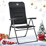 TIMBER RIDGE Gartenstuhl Hochlehner Verstellbar 7-Fach Alu Klappstuhl gepolstert 150kg mit Armlehnen...