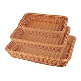 Biwwubik 3 StüCk Wicker Brot Baskets Set, Gewebte Vorrats KöRbe, Tabletop Essen Serving Baskets...