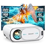 Beamer 4K【Auto-Objektivdeckel/Auto-Fokus】 Auto-6D Trapezkorrektur Beamer WiFi6 Bluetooth Jimveo...