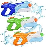 Quanquer Wasserpistole für Kinder - 3 Stücke Wasserspritzpistole 600ML mit 10 Meter großer...