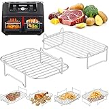 Heißluftfritteuse Zubehör Stapelbar, Grillrost #304 Edelstahl, Airfryer Zubehör für Dual Zone...