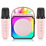 Anykuu Karaoke Maschine Kinder mit 2 Mikrofonen Mini Karaoke Maschine Kinder mit 5 Stimmeneffekten &...