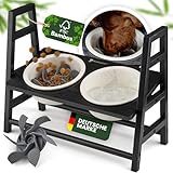 Pfotenglanz Hundenapf erhöht - Napfset mit 2 Schalen aus Keramik für Futter & Trinken -...