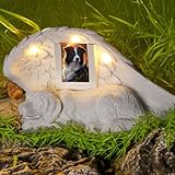 NorthSpoor Gedenkstein für Hunde,Gedenk Geschenke für Hunde mit LED-Solarlicht,Hund Statue, Urne...