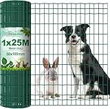 Amagabeli 1M X 25M Gartenzaun Zaun PVC-beschichteter 100 x 50mm 2.1 mm Drahtzaun Maschendraht...