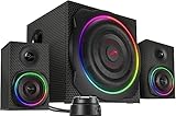 Speedlink GRAVITY CARBON RGB PC Lautsprecher 2.1 Soundsystem Bluetooth - mit Subwoofer aus Holz,...