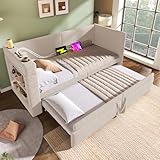 Gxffipw Schlafsofa Tagesbett 90x200 cm mit USB Type-C und Stauraum, Schlafcouch mit Ausziehbett...